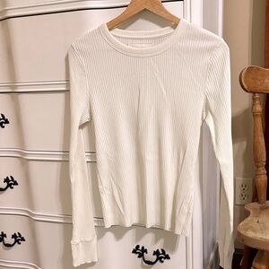 NWT Aerie Cream Ribbed Long Sleeve Tee
